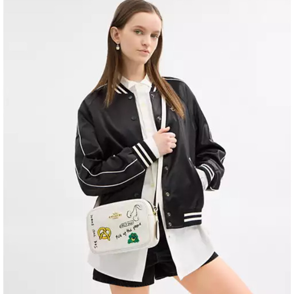 Coach Jamie Camera Bag With Sketch Print Pebble Leather/Chalk Multi CAT02 NWT - Picture 7 of 12